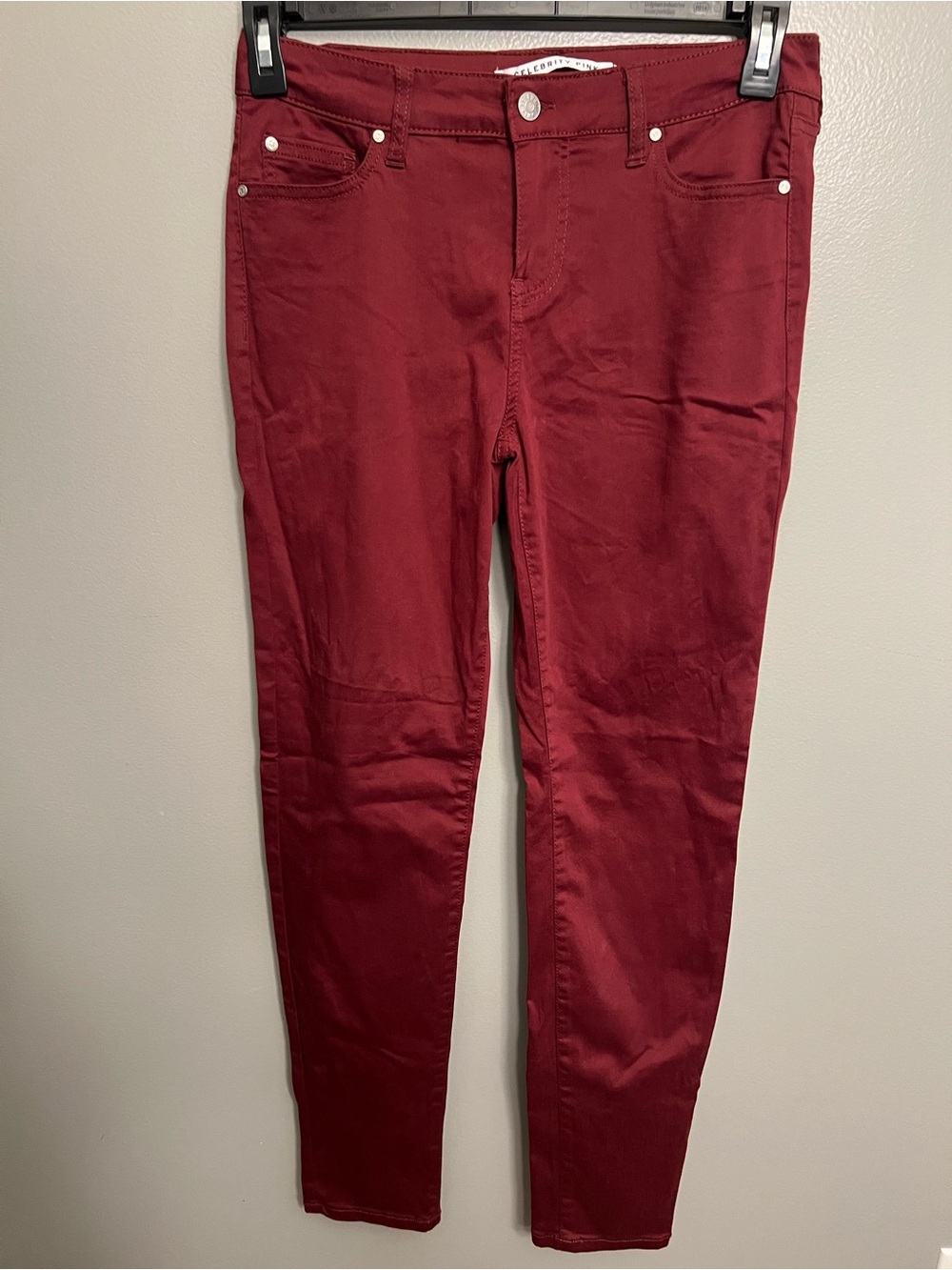 Burgundy skinny jeans